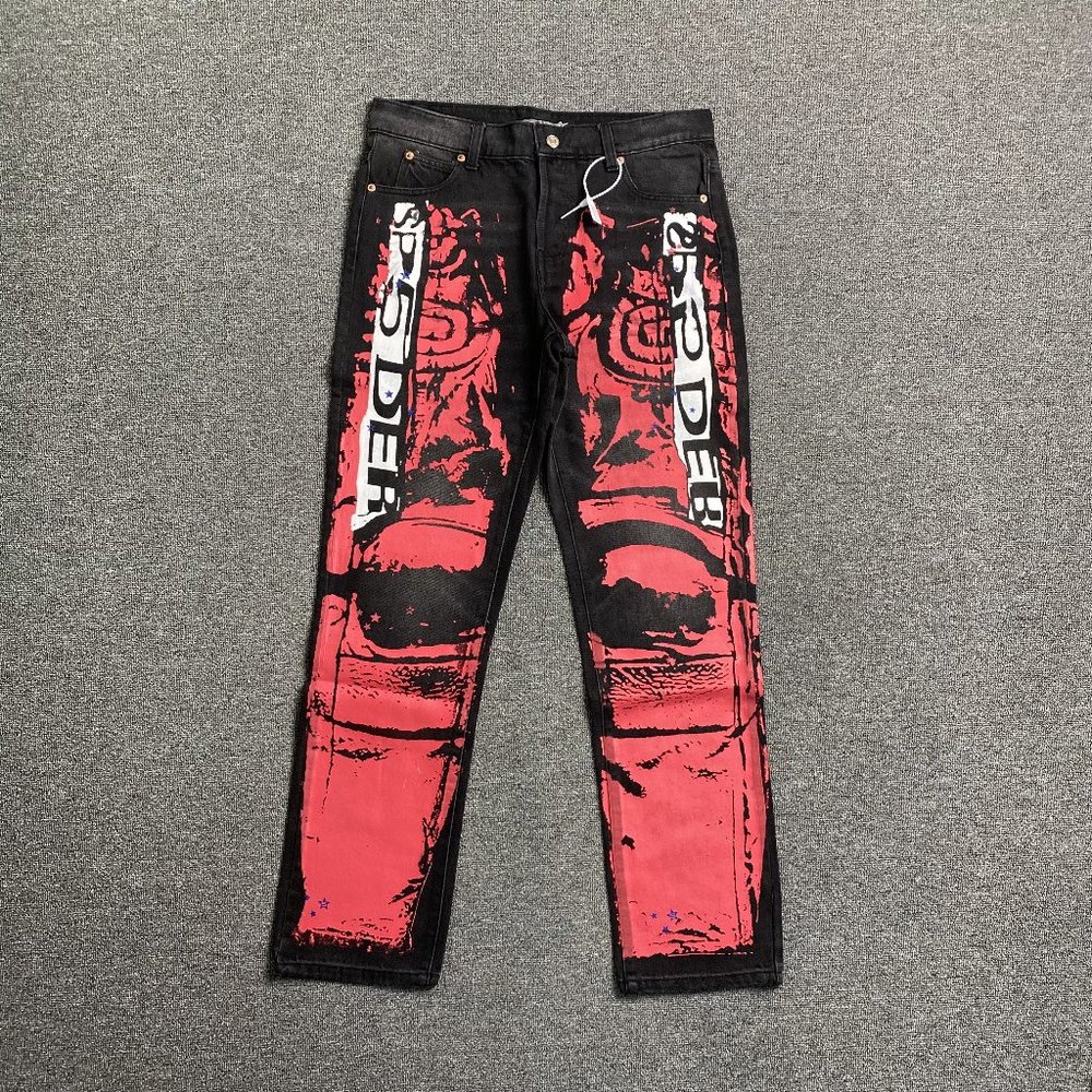 Sp5der Young Thug Denim Pants Black